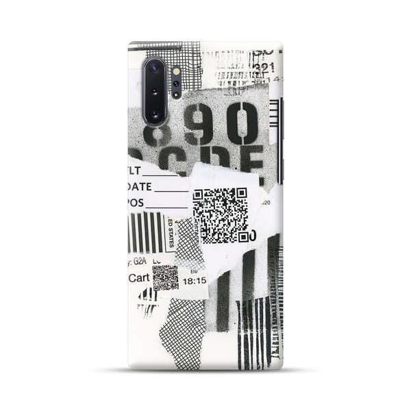Abstract Collage Torn Paper Barcodes Samsung Galaxy Note10 Plus Hard Case