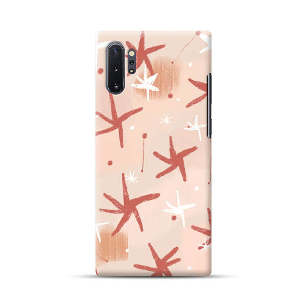 Abstract Star Pattern Red and White on Beige Background Samsung Galaxy Note10 Plus Hard Case