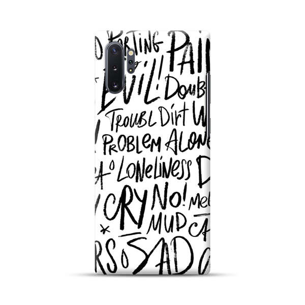 Black and White Negative Words Pattern Samsung Galaxy Note10 Plus Hard Case