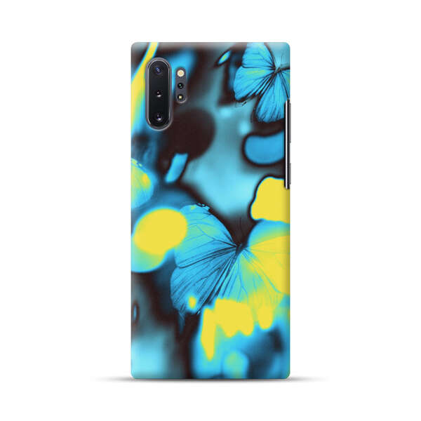 Blue Butterflies Glowing Abstract Background Samsung Galaxy Note10 Plus Hard Case