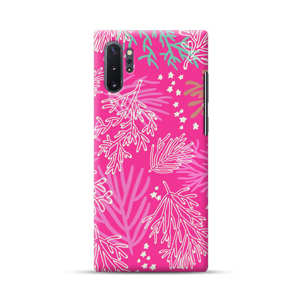 Bright Pink Tropical Leaf Pattern Samsung Galaxy Note10 Plus Hard Case