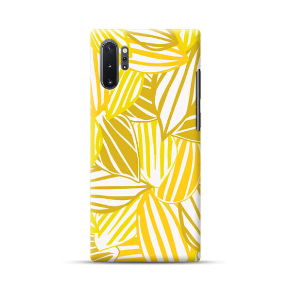 Bright Yellow Striped Tropical Leaves Pattern Samsung Galaxy Note10 Plus Hard Case