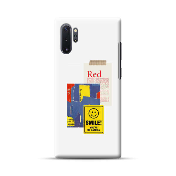 Collage Torn Paper Smiley Face Yellow Sign Samsung Galaxy Note10 Plus Hard Case