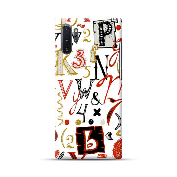 Colorful Hand Drawn Letters and Numbers Pattern Samsung Galaxy Note10 Plus Hard Case