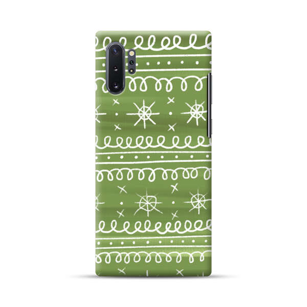 Green White Stars Loop Pattern Samsung Galaxy Note10 Plus Hard Case