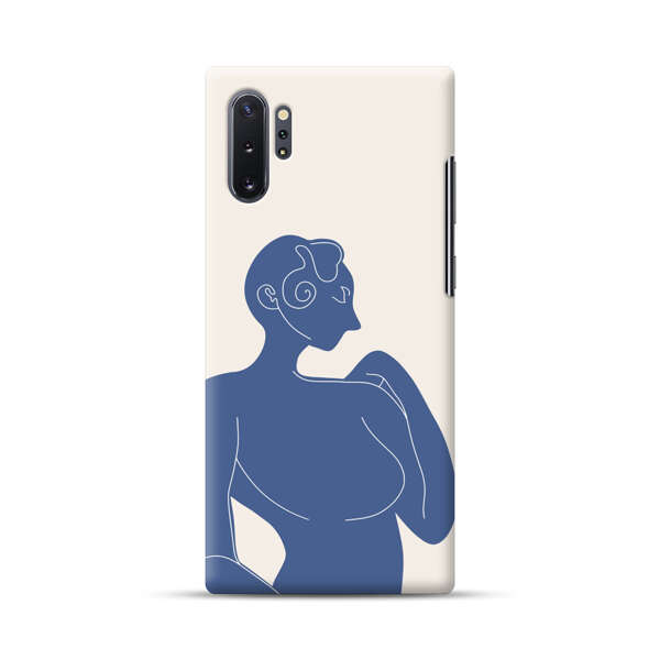 Minimalistic Abstract Female Silhouette Blue Samsung Galaxy Note10 Plus Hard Case