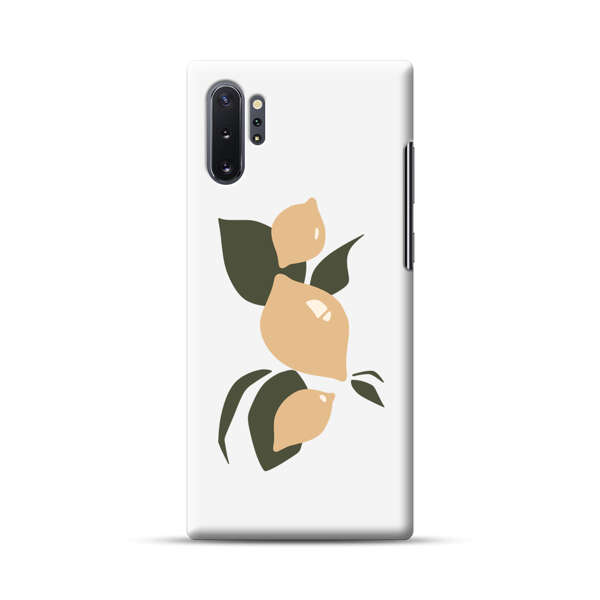 Minimalistic Beige Lemons with Green Leaves Samsung Galaxy Note10 Plus Hard Case