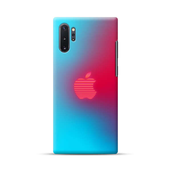 Neon Striped Apple Logo Gradient Background Samsung Galaxy Note10 Plus Hard Case