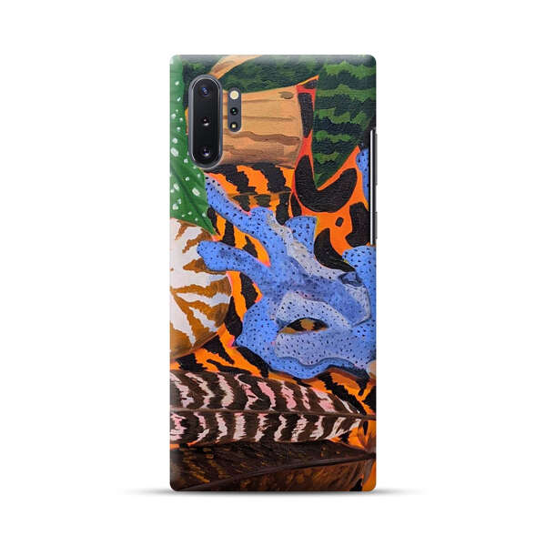 Tropical Coral Seashell Feathers on Tiger Pattern Samsung Galaxy Note10 Plus Hard Case