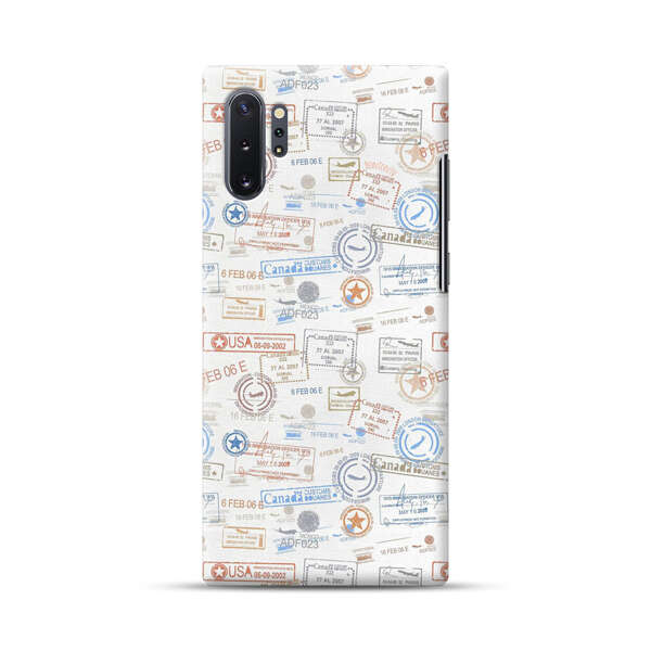 Vintage Passport Stamps Pattern Samsung Galaxy Note10 Plus Hard Case