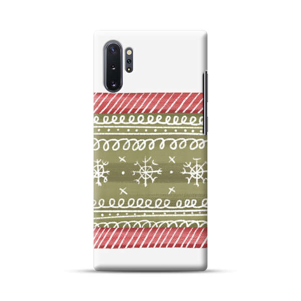 Winter Pattern with Snowflakes and Red Stripes Samsung Galaxy Note10 Plus Hard Case
