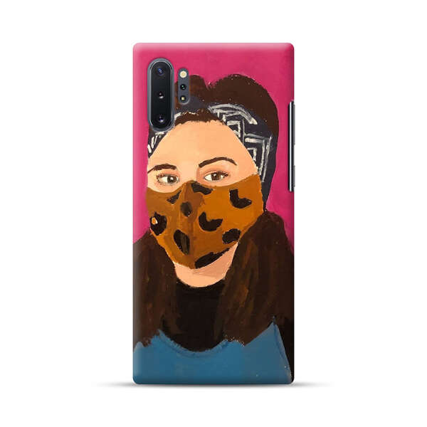 Woman Leopard Print Face Mask Samsung Galaxy Note10 Plus Hard Case