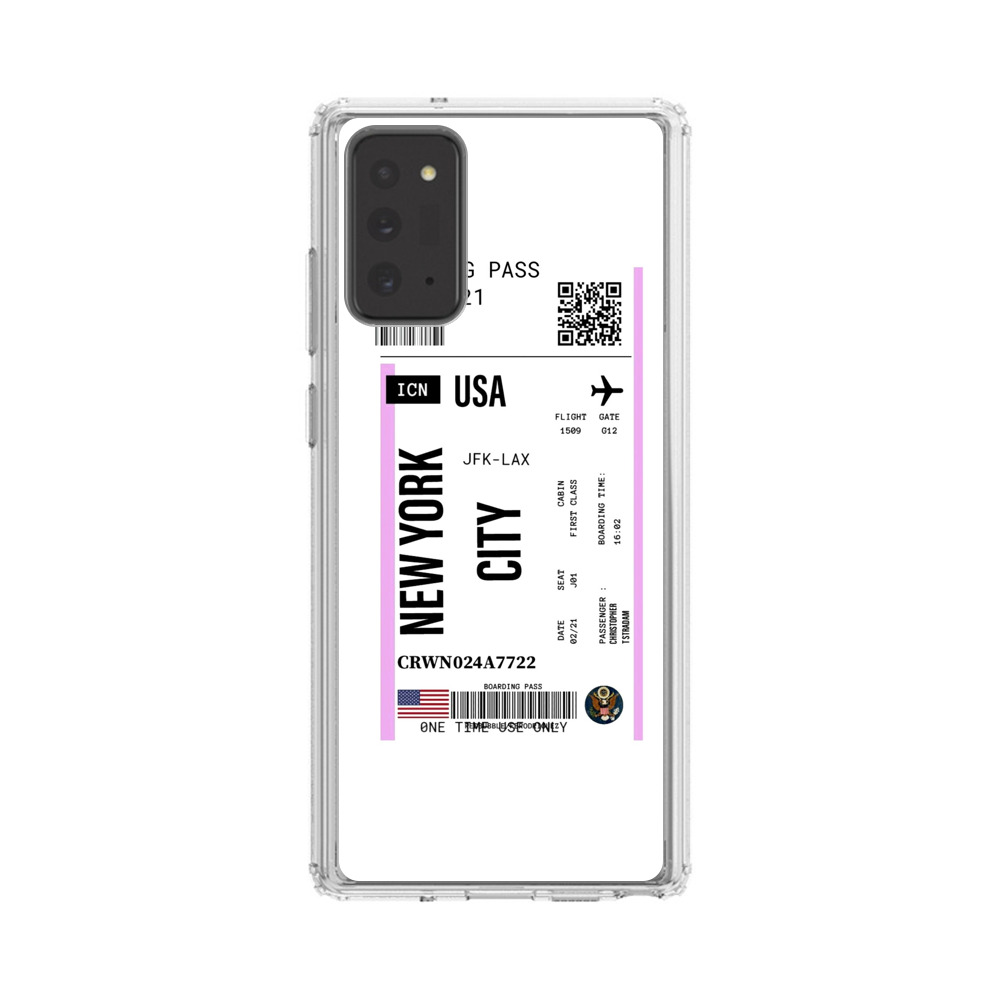 Boarding Pass New York City Flight Ticket Samsung Galaxy Note20 (5G) Case