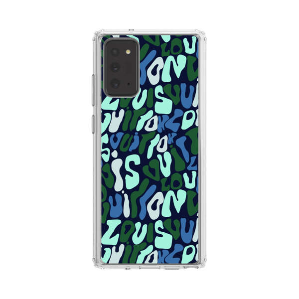 Abstract Layered Text Pattern in Blue and Green Samsung Galaxy Note20 (5G) Case