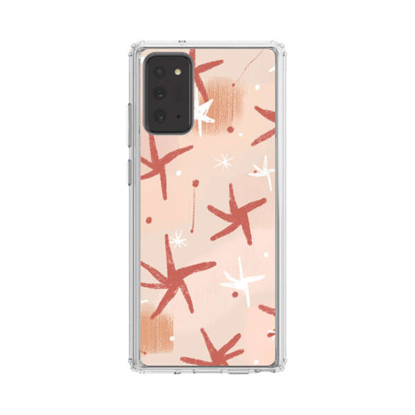 Abstract Star Pattern Red and White on Beige Background Samsung Galaxy Note20 (5G) Case