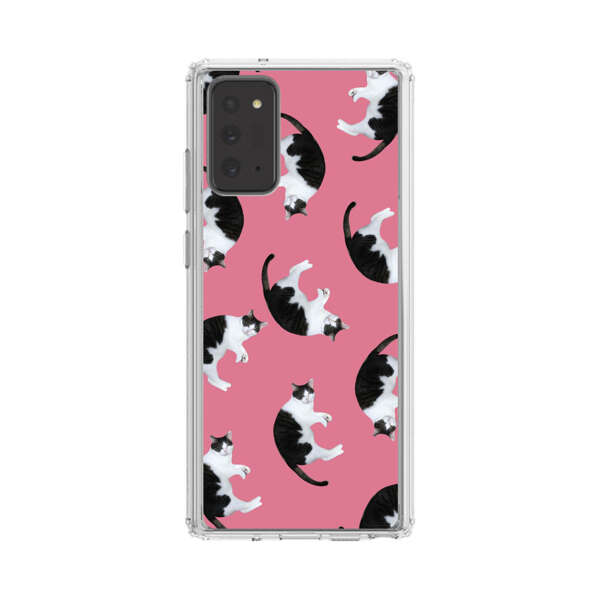 Black and White Cats Pattern on Pink Background Samsung Galaxy Note20 (5G) Case