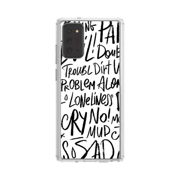 Black and White Negative Words Pattern Samsung Galaxy Note20 (5G) Case