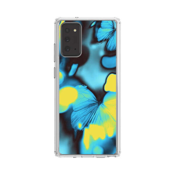 Blue Butterflies Glowing Abstract Background Samsung Galaxy Note20 (5G) Case