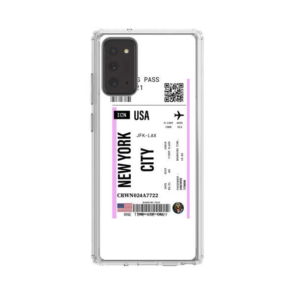 Boarding Pass New York City Flight Ticket Samsung Galaxy Note20 (5G) Case
