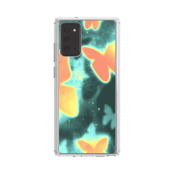 Bright Glowing Orange Butterflies Blue Background Samsung Galaxy Note20 (5G) Case