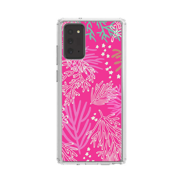 Bright Pink Tropical Leaf Pattern Samsung Galaxy Note20 (5G) Case