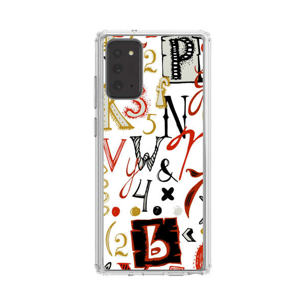 Colorful Hand Drawn Letters and Numbers Pattern Samsung Galaxy Note20 (5G) Case