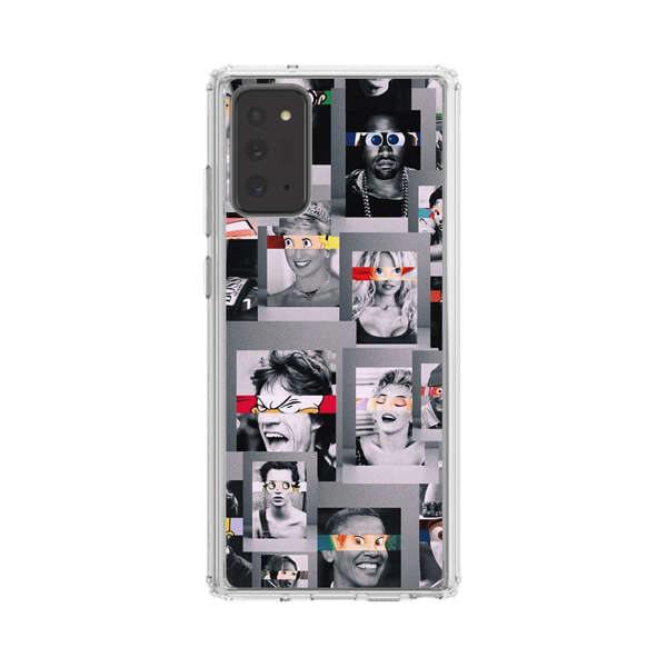 Creative Collage of Iconic Black and White Portraits with Cartoon Eyes Samsung Galaxy Note20 (5G) Case