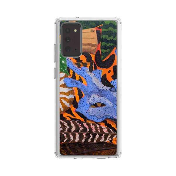 Tropical Coral Seashell Feathers on Tiger Pattern Samsung Galaxy Note20 (5G) Case