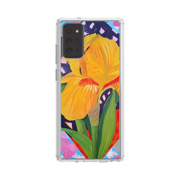 Yellow Iris Flower with Colorful Patchwork Background Samsung Galaxy Note20 (5G) Case