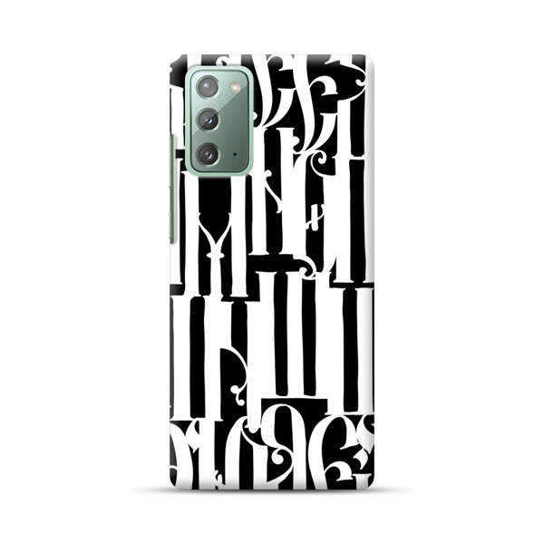Abstract Black and White Pattern with Ornamental Letters Samsung Galaxy Note20 (5G) Hard Case