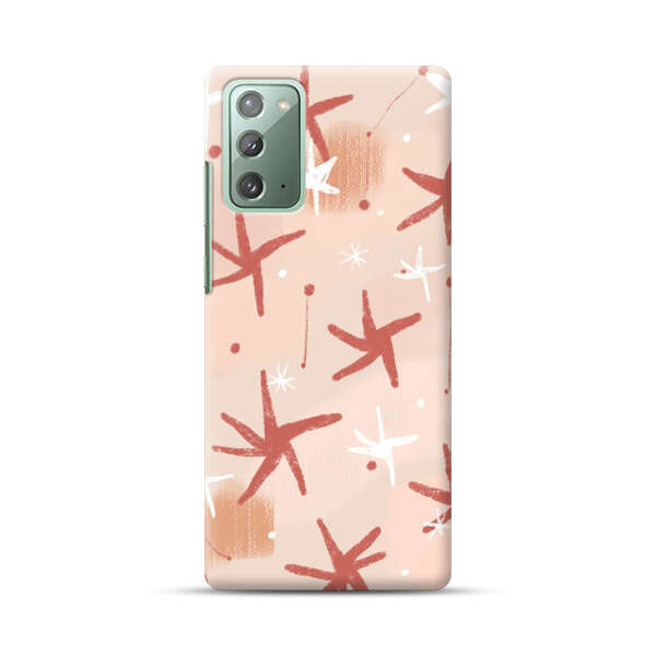 Abstract Star Pattern Red and White on Beige Background Samsung Galaxy Note20 (5G) Hard Case