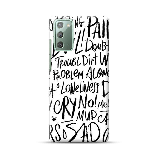Black and White Negative Words Pattern Samsung Galaxy Note20 (5G) Hard Case