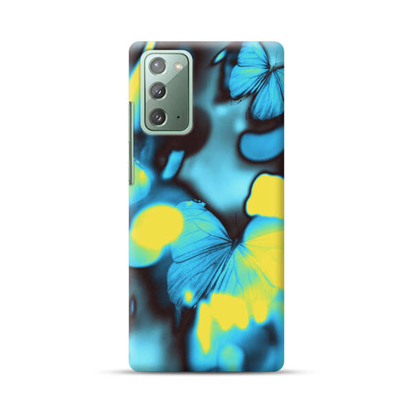 Blue Butterflies Glowing Abstract Background Samsung Galaxy Note20 (5G) Hard Case