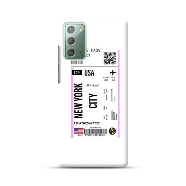Boarding Pass New York City Flight Ticket Samsung Galaxy Note20 (5G) Hard Case