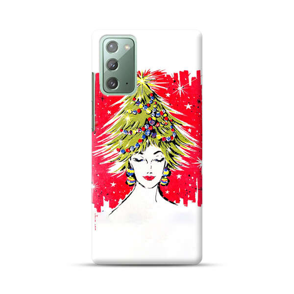 Christmas Tree Hair Woman Red Background Samsung Galaxy Note20 (5G) Hard Case