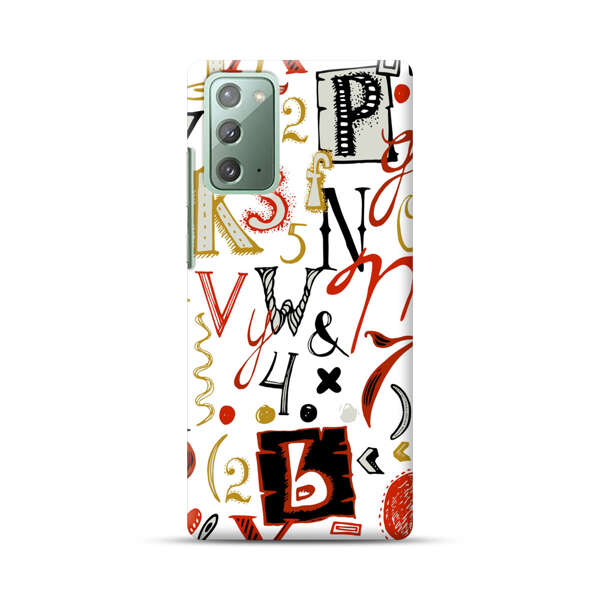 Colorful Hand Drawn Letters and Numbers Pattern Samsung Galaxy Note20 (5G) Hard Case