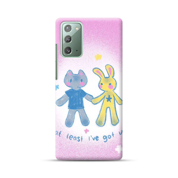 Cute Cat and Rabbit Holding Hands Samsung Galaxy Note20 (5G) Hard Case