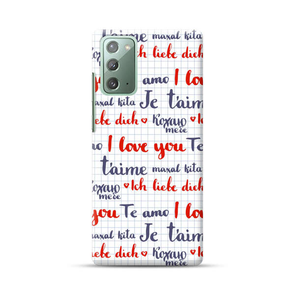 Love Message Multilingual Pattern Samsung Galaxy Note20 (5G) Hard Case