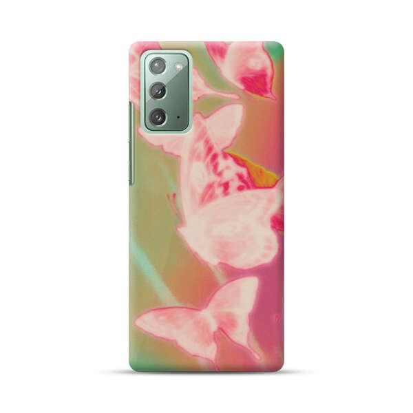 Pink Butterflies Dreamy Colorful Background Samsung Galaxy Note20 (5G) Hard Case