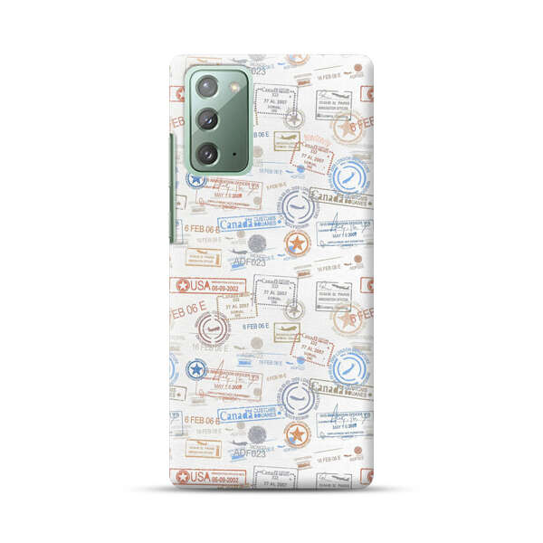 Vintage Passport Stamps Pattern Samsung Galaxy Note20 (5G) Hard Case