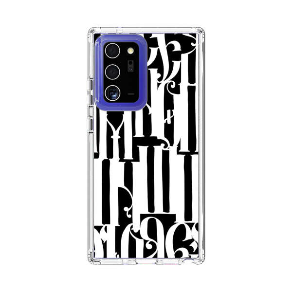 Abstract Black and White Pattern with Ornamental Letters Samsung Galaxy Note20 Ultra (5G) Case