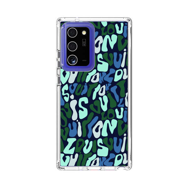 Abstract Layered Text Pattern in Blue and Green Samsung Galaxy Note20 Ultra (5G) Case