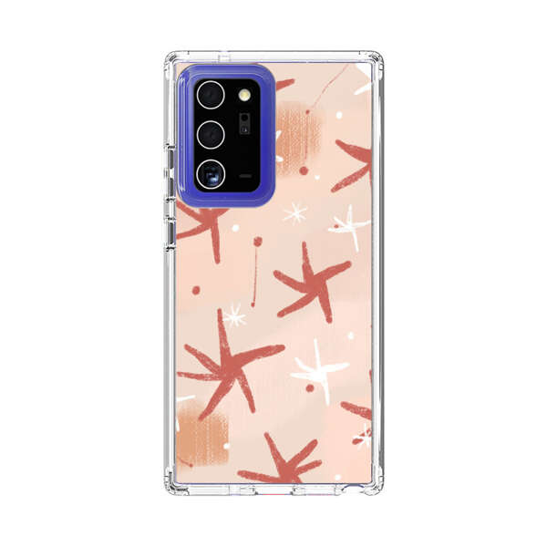 Abstract Star Pattern Red and White on Beige Background Samsung Galaxy Note20 Ultra (5G) Case