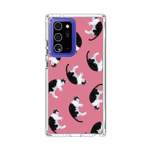 Black and White Cats Pattern on Pink Background Samsung Galaxy Note20 Ultra (5G) Case