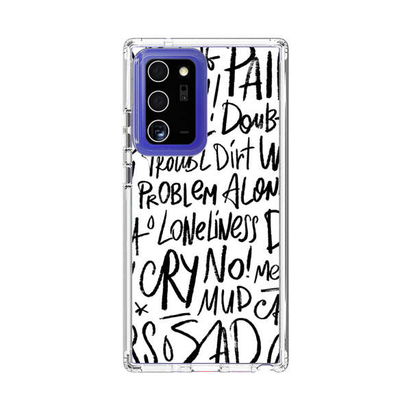 Black and White Negative Words Pattern Samsung Galaxy Note20 Ultra (5G) Case