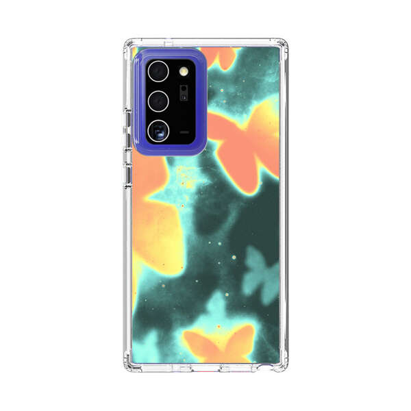 Bright Glowing Orange Butterflies Blue Background Samsung Galaxy Note20 Ultra (5G) Case