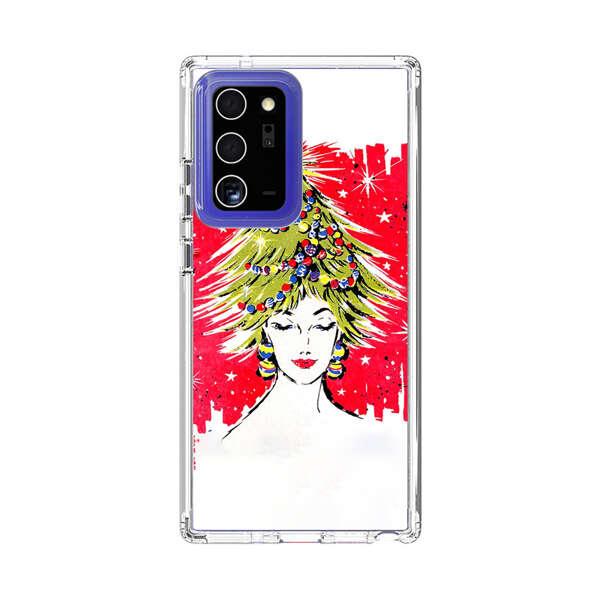 Christmas Tree Hair Woman Red Background Samsung Galaxy Note20 Ultra (5G) Case