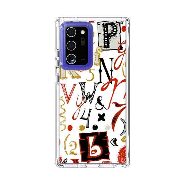 Colorful Hand Drawn Letters and Numbers Pattern Samsung Galaxy Note20 Ultra (5G) Case
