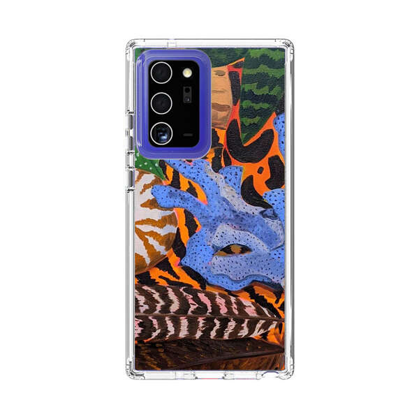 Tropical Coral Seashell Feathers on Tiger Pattern Samsung Galaxy Note20 Ultra (5G) Case