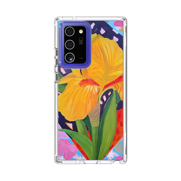 Yellow Iris Flower with Colorful Patchwork Background Samsung Galaxy Note20 Ultra (5G) Case